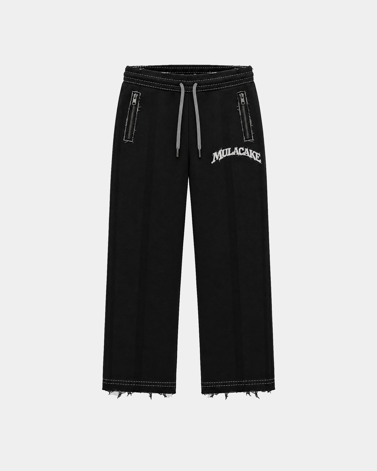 MULA CAKE FRAYED TRACKPANTS - BLACK